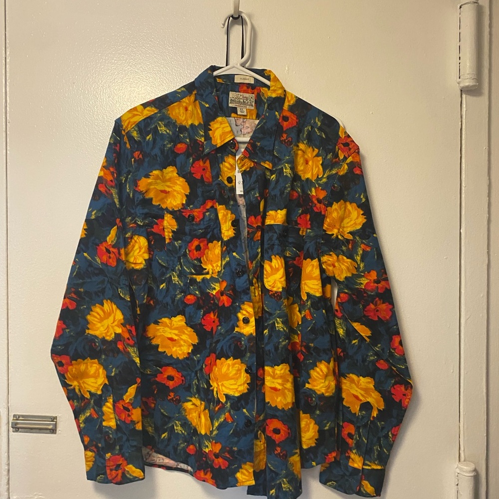 J. Crew Vibrant Floral Flannel Button-Up. Size XL